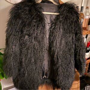 Women's Black REAL FUR MONGOLIAN Jacket
